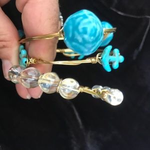 3 Bracelets Gold Wire Hand-Crafted Rosette Anchor